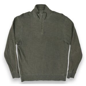 Faherty Sweater Mens Medium Green Quarter Zip Cotton Pullover Casual Lightweight